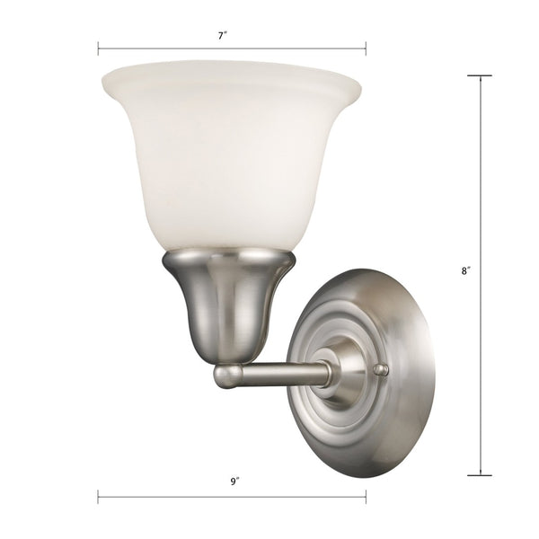 Atlas Berwick 7" Wide 1-Light Vanity Light - Elegant Brushed Nickel Fixture with White Glass Shades WL11216-NK
