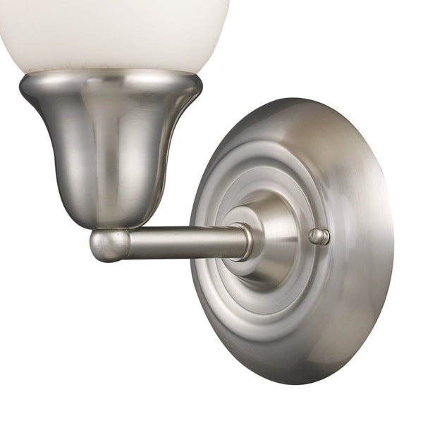 Atlas Berwick 7" Wide 1-Light Vanity Light - Elegant Brushed Nickel Fixture with White Glass Shades WL11216-NK