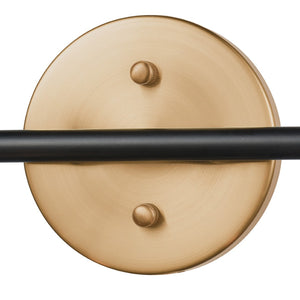 Atlas Boudreaux 2-Light Vanity Light - Midcentury-Modern Design with Opulent Glass Globes for Elegance Matte Black with Antique Gold 15'' WL11218-GD