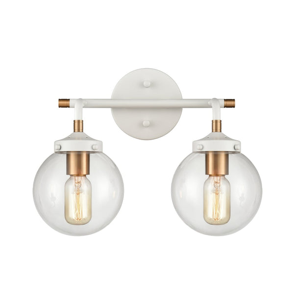 Atlas Boudreaux 2-Light Vanity Light - Midcentury-Modern Design with Opulent Glass Globes for Elegance Matte White 15'' WL11218-WH