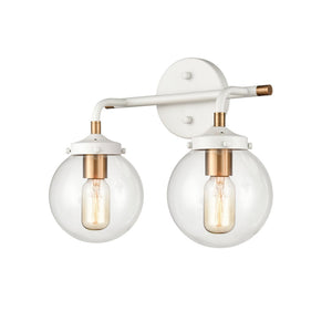 Atlas Boudreaux 2-Light Vanity Light - Midcentury-Modern Design with Opulent Glass Globes for Elegance Matte White 15'' WL11218-WH