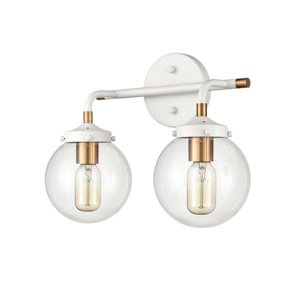 Atlas Boudreaux 2-Light Vanity Light - Midcentury-Modern Design with Opulent Glass Globes for Elegance Matte White 15'' WL11218-WH