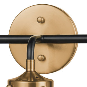 Atlas Boudreaux 2-Light Vanity Light - Midcentury-Modern Design with Opulent Glass Globes for Elegance Matte Black with Antique Gold 24'' WL11219-GD