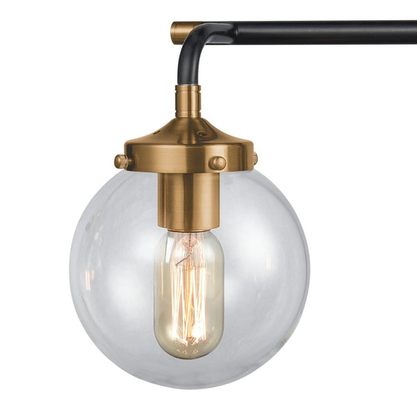 Atlas Boudreaux 2-Light Vanity Light - Midcentury-Modern Design with Opulent Glass Globes for Elegance Matte Black with Antique Gold 24'' WL11219-GD