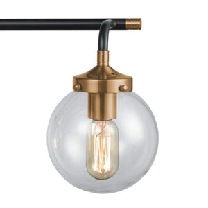 Atlas Boudreaux 2-Light Vanity Light - Midcentury-Modern Design with Opulent Glass Globes for Elegance Matte Black with Antique Gold 33'' WL11220-GD