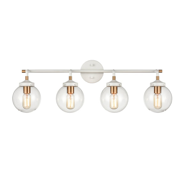 Atlas Boudreaux 2-Light Vanity Light - Midcentury-Modern Design with Opulent Glass Globes for Elegance Matte White 33'' WL11220-WH