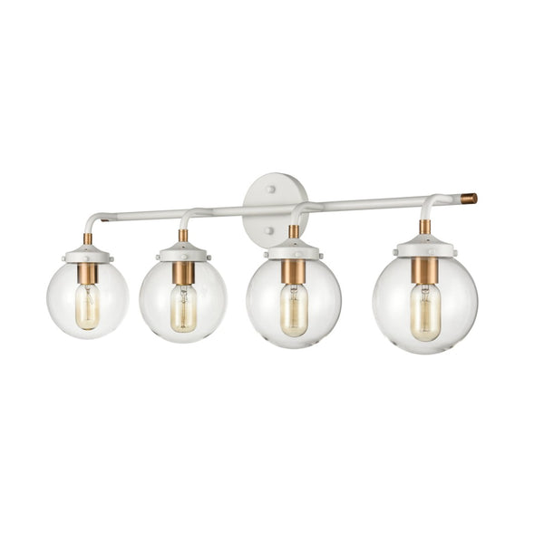 Atlas Boudreaux 2-Light Vanity Light - Midcentury-Modern Design with Opulent Glass Globes for Elegance Matte White 33'' WL11220-WH