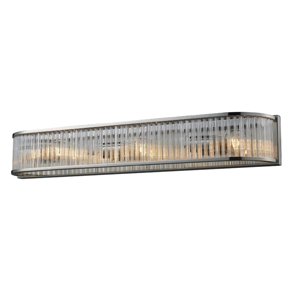 Atlas Braxton 28'' Wide 3-Light Vanity Fixture - Elegant Polished Nickel with Ribbed Glass Shades WL11221-NK