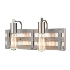 Atlas Brigantine 2-Light Vanity Light - Coastal Charm with Modern Design for Bright Bathroom Spaces Weathered Driftwood 16'' WL11222-NK