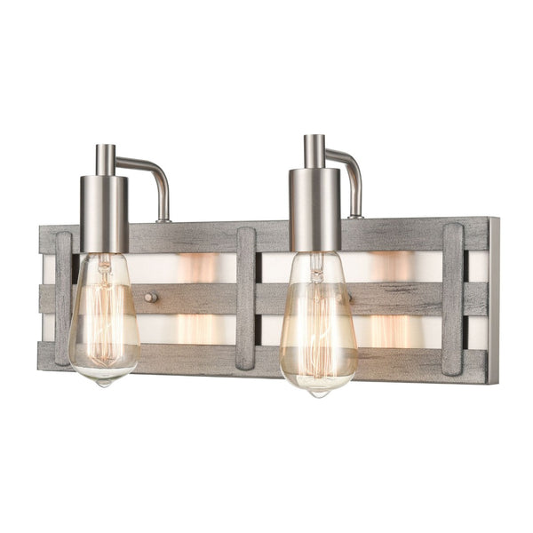 Atlas Brigantine 2-Light Vanity Light - Coastal Charm with Modern Design for Bright Bathroom Spaces Weathered Driftwood 16'' WL11222-NK