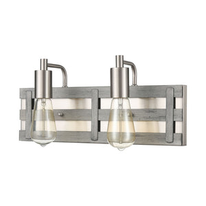 Atlas Brigantine 2-Light Vanity Light - Coastal Charm with Modern Design for Bright Bathroom Spaces Weathered Driftwood 16'' WL11222-NK