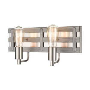 Atlas Brigantine 2-Light Vanity Light - Coastal Charm with Modern Design for Bright Bathroom Spaces Weathered Driftwood 16'' WL11222-NK