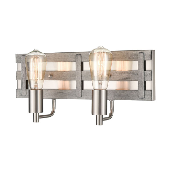Atlas Brigantine 2-Light Vanity Light - Coastal Charm with Modern Design for Bright Bathroom Spaces Weathered Driftwood 16'' WL11222-NK