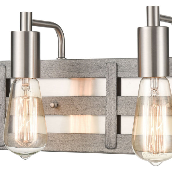 Atlas Brigantine 2-Light Vanity Light - Coastal Charm with Modern Design for Bright Bathroom Spaces Weathered Driftwood 16'' WL11222-NK