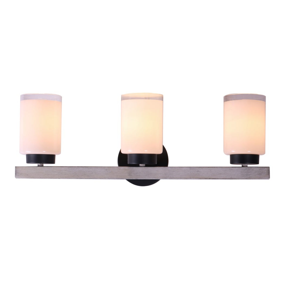 Atlas Briggs 3-Light Vanity Light Fixture - Modern Cottagecore Elegance with Artisanal Glass Shades Black 24'' WL11225-WH