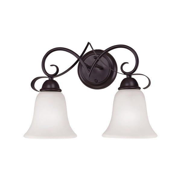 Atlas Brighton 2-Light Traditional Vanity Fixture - Elegant White Glass Shades & Curved Metal Design Oil Rubbed Bronze with White Glass WL11227-BZ