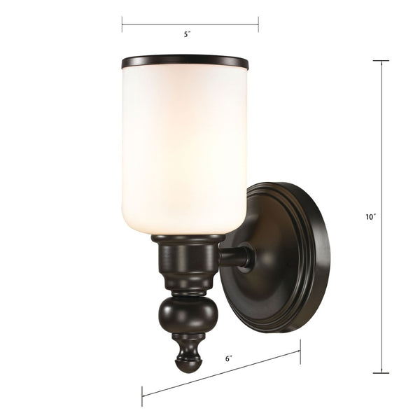 Atlas Bristol Way 10" High 1-Light Sconce - Elegant Opal Glass Shade for Warm, Inviting Illumination Oil Rubbed Bronze 5'' WL11229-BZ