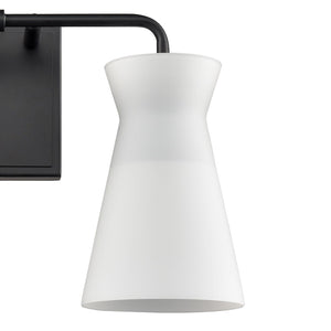 Atlas Brookville 2-Light Vanity Light Fixture - Midcentury Design with Clear Glass Shades for Modern Spaces Matte Black 15'' WL11231-BK