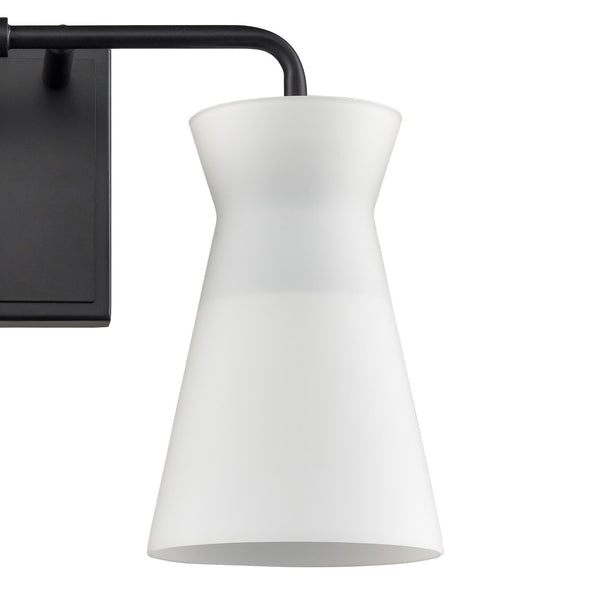 Atlas Brookville 2-Light Vanity Light Fixture - Midcentury Design with Clear Glass Shades for Modern Spaces Matte Black 15'' WL11231-BK