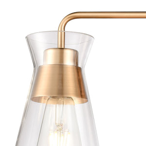 Atlas Brookville 2-Light Vanity Light Fixture - Midcentury Design with Clear Glass Shades for Modern Spaces Burnished Brass WL11232-BS