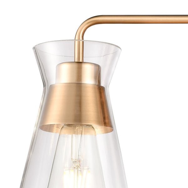 Atlas Brookville 2-Light Vanity Light Fixture - Midcentury Design with Clear Glass Shades for Modern Spaces Burnished Brass WL11232-BS