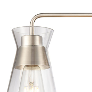 Atlas Brookville 2-Light Vanity Light Fixture - Midcentury Design with Clear Glass Shades for Modern Spaces Satin Nickel 22'' WL11232-NK