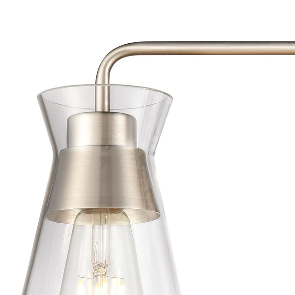 Atlas Brookville 2-Light Vanity Light Fixture - Midcentury Design with Clear Glass Shades for Modern Spaces Satin Nickel 22'' WL11232-NK