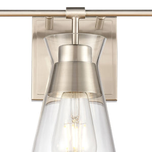 Atlas Brookville 2-Light Vanity Light Fixture - Midcentury Design with Clear Glass Shades for Modern Spaces Satin Nickel 22'' WL11232-NK
