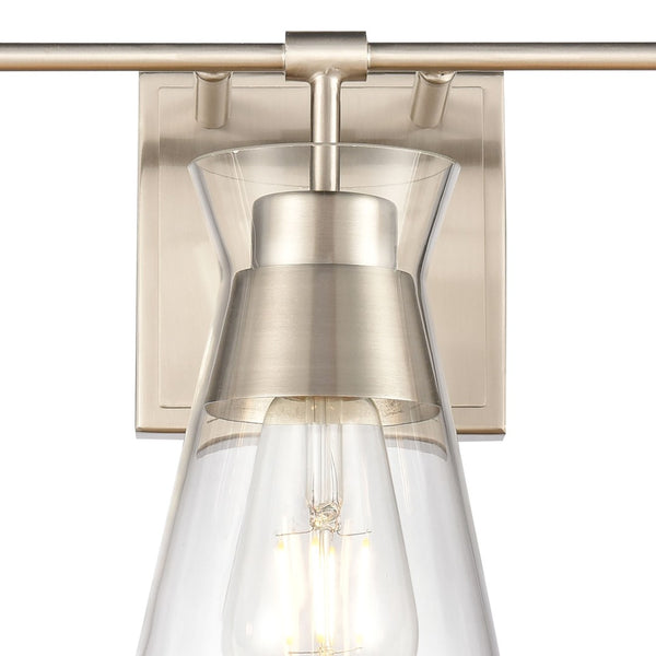 Atlas Brookville 2-Light Vanity Light Fixture - Midcentury Design with Clear Glass Shades for Modern Spaces Satin Nickel 22'' WL11232-NK