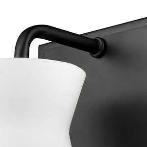 Atlas Brookville 2-Light Vanity Light Fixture - Midcentury Design with Clear Glass Shades for Modern Spaces Matte Black 5'' WL11233-BK