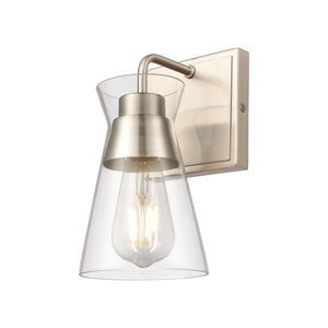 Atlas Brookville 2-Light Vanity Light Fixture - Midcentury Design with Clear Glass Shades for Modern Spaces Satin Nickel 5'' WL11233-NK