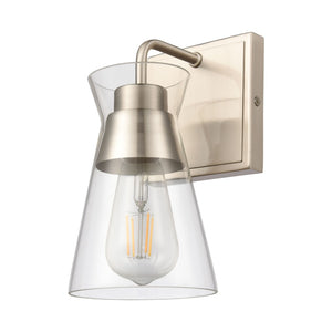 Atlas Brookville 2-Light Vanity Light Fixture - Midcentury Design with Clear Glass Shades for Modern Spaces Satin Nickel 5'' WL11233-NK