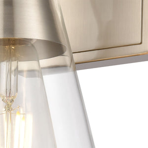 Atlas Brookville 2-Light Vanity Light Fixture - Midcentury Design with Clear Glass Shades for Modern Spaces Satin Nickel 5'' WL11233-NK