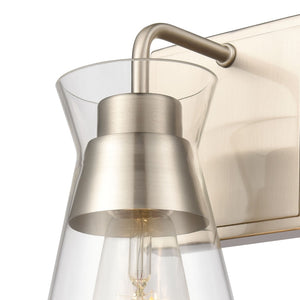 Atlas Brookville 2-Light Vanity Light Fixture - Midcentury Design with Clear Glass Shades for Modern Spaces Satin Nickel 5'' WL11233-NK