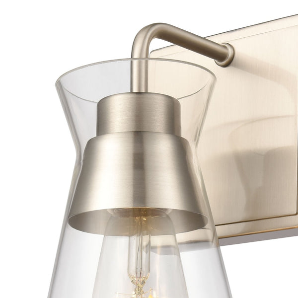 Atlas Brookville 2-Light Vanity Light Fixture - Midcentury Design with Clear Glass Shades for Modern Spaces Satin Nickel 5'' WL11233-NK