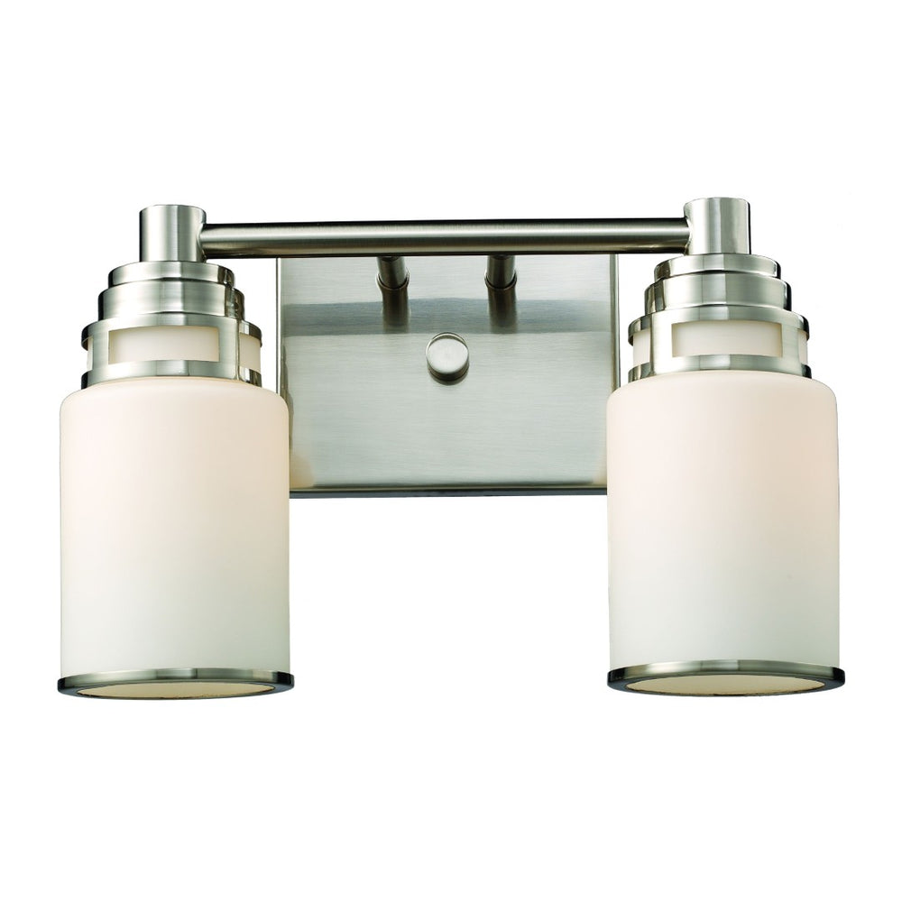 Atlas Bryant 14'' Wide 2-Light Vanity Light Fixture - Elegant Satin Nickel with Opal Glass Shades WL11234-NK