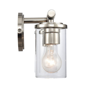 Atlas Burrow Elegant Two-Light Vanity Fixture with Clear Glass Shades for Sophisticated Bathroom Style Polished Nickel 15'' WL11235-NK