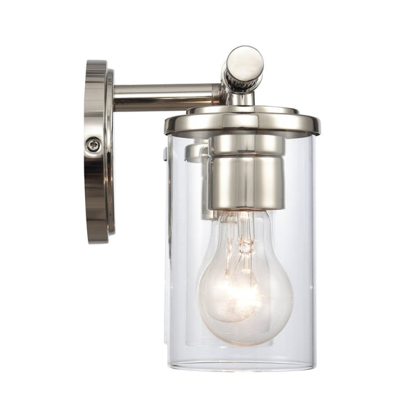Atlas Burrow Elegant Two-Light Vanity Fixture with Clear Glass Shades for Sophisticated Bathroom Style Polished Nickel 15'' WL11235-NK