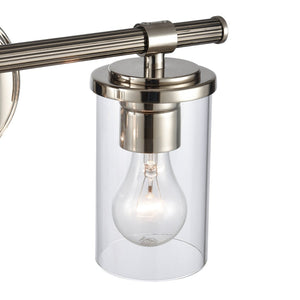 Atlas Burrow Elegant Two-Light Vanity Fixture with Clear Glass Shades for Sophisticated Bathroom Style Polished Nickel 15'' WL11235-NK
