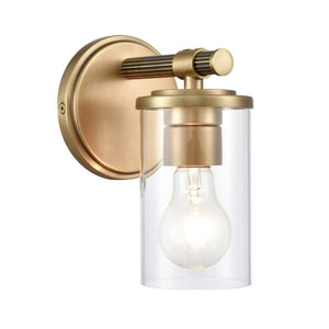Atlas Burrow Elegant Two-Light Vanity Fixture with Clear Glass Shades for Sophisticated Bathroom Style Natural Brass WL11236-BS