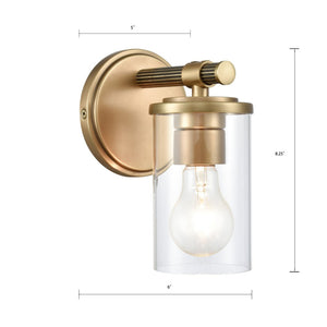 Atlas Burrow Elegant Two-Light Vanity Fixture with Clear Glass Shades for Sophisticated Bathroom Style Natural Brass WL11236-BS
