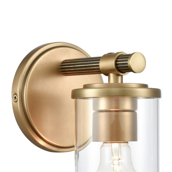 Atlas Burrow Elegant Two-Light Vanity Fixture with Clear Glass Shades for Sophisticated Bathroom Style Natural Brass WL11236-BS