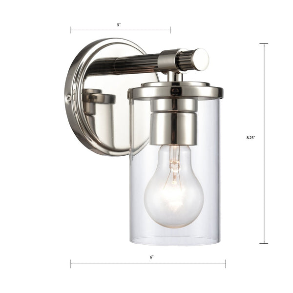 Atlas Burrow Elegant Two-Light Vanity Fixture with Clear Glass Shades for Sophisticated Bathroom Style Polished Nickel 5'' WL11236-NK