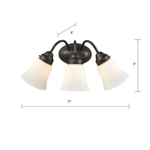 Atlas Califon 3-Light Vanity Light Fixture – Timeless Design with Elegant Arched Arms and Glass Shades Oil Rubbed Bronze 17'' WL11238-BZ