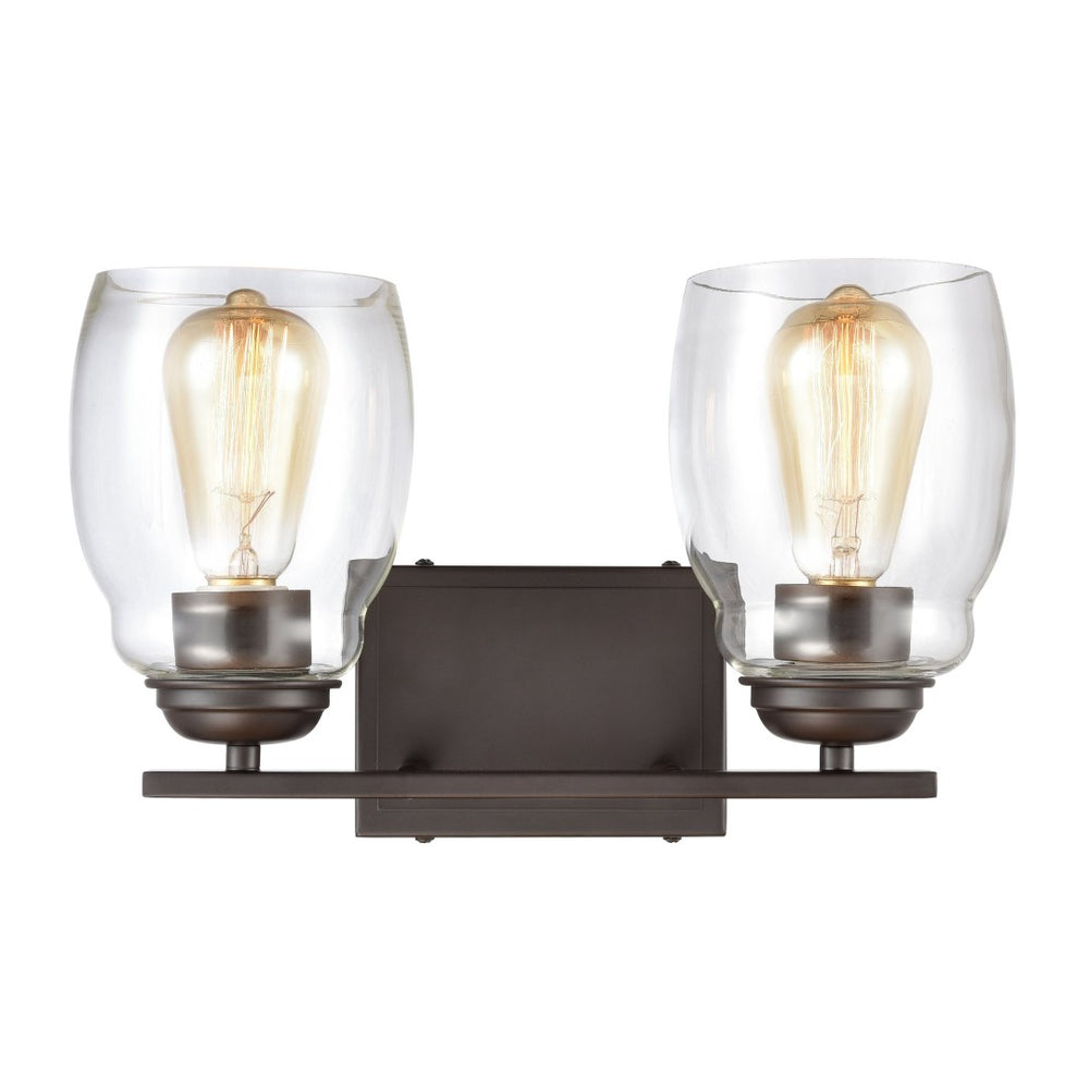 Atlas Calistoga 2-Light Vanity Light Fixture - Elegant Clear Glass Shades for Modern Bathroom Style Oil Rubbed Bronze WL11241-BZ