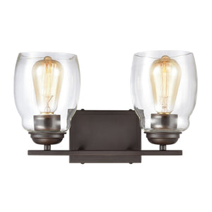 Atlas Calistoga 2-Light Vanity Light Fixture - Elegant Clear Glass Shades for Modern Bathroom Style Oil Rubbed Bronze WL11241-BZ