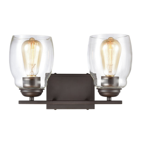Atlas Calistoga 2-Light Vanity Light Fixture - Elegant Clear Glass Shades for Modern Bathroom Style Oil Rubbed Bronze WL11241-BZ