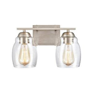 Atlas Calistoga 14" Wide 2-Light Vanity Light - Modern Brushed Nickel with Clear Glass Shades for Elegance WL11241-NK