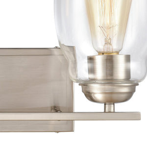 Atlas Calistoga 14" Wide 2-Light Vanity Light - Modern Brushed Nickel with Clear Glass Shades for Elegance WL11241-NK