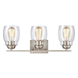Atlas Calistoga 2-Light Vanity Light Fixture - Elegant Clear Glass Shades for Modern Bathroom Style Brushed Nickel WL11242-NK